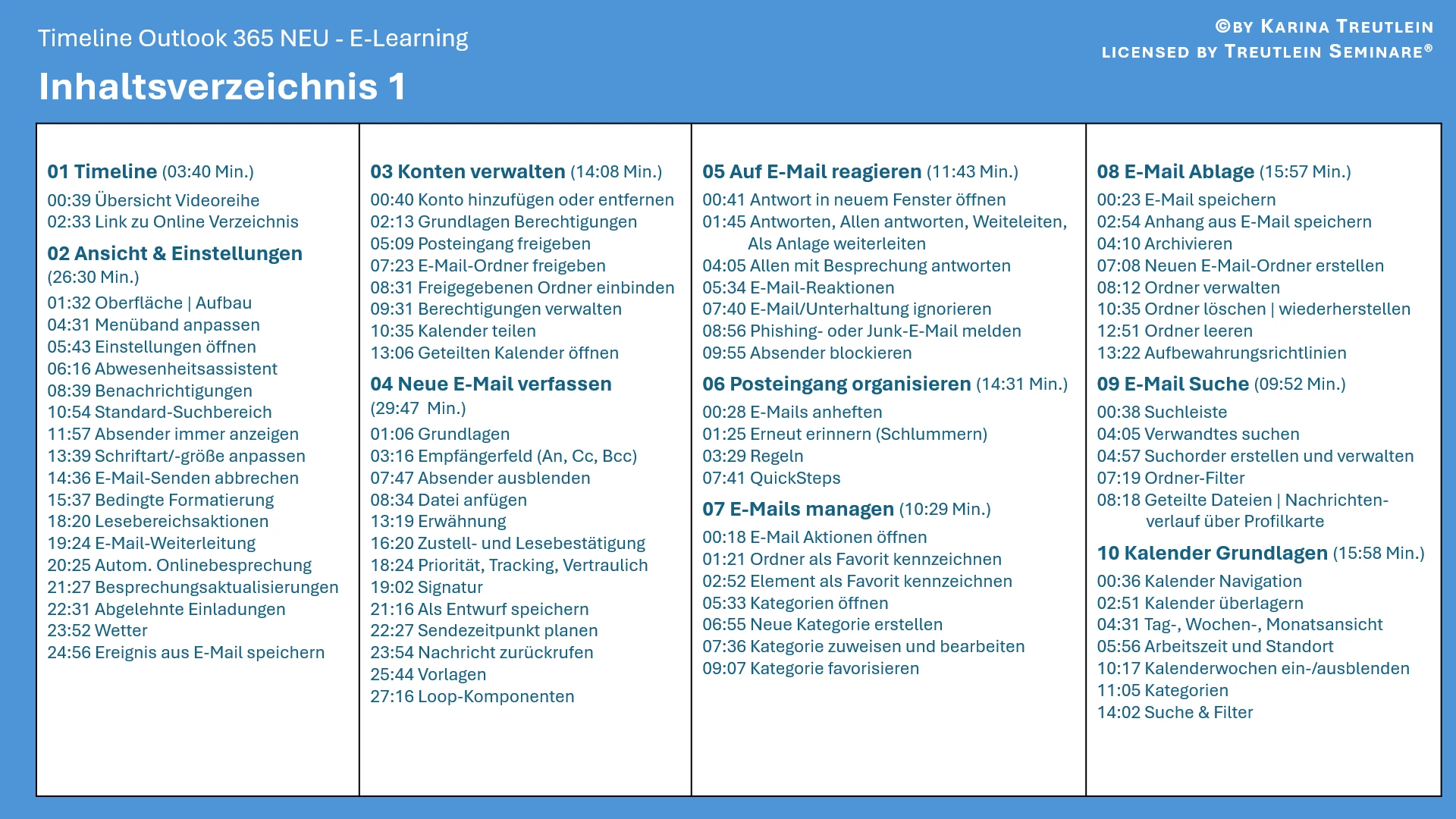 E-Learning Microsoft Outlook Windows 365 Lernvideo Timeline, E-Learning OneNote, elearning zu Microsoft 365, Schulungsvideos OneNote, Lernvideos, Online lernen, Videos zu MS OneNote 365, Online lernen, Elektronisches Lernen, Fernunterricht, Virtuelles Lernen, Web-basiertes Lernen, Tele-Unterricht, Blended Learning, Computer-based Training (CBT), Mobile Learning (m-Learning), Lern-Management-Systeme (LMS), Treutlein Seminare, E-Learning, elearning, Schulungsvideos, Lernvideo, Video, Microsoft 365 E-Learning und Schulungsvideos in Deutsch, 365 Videos, Einführung Microsoft 365