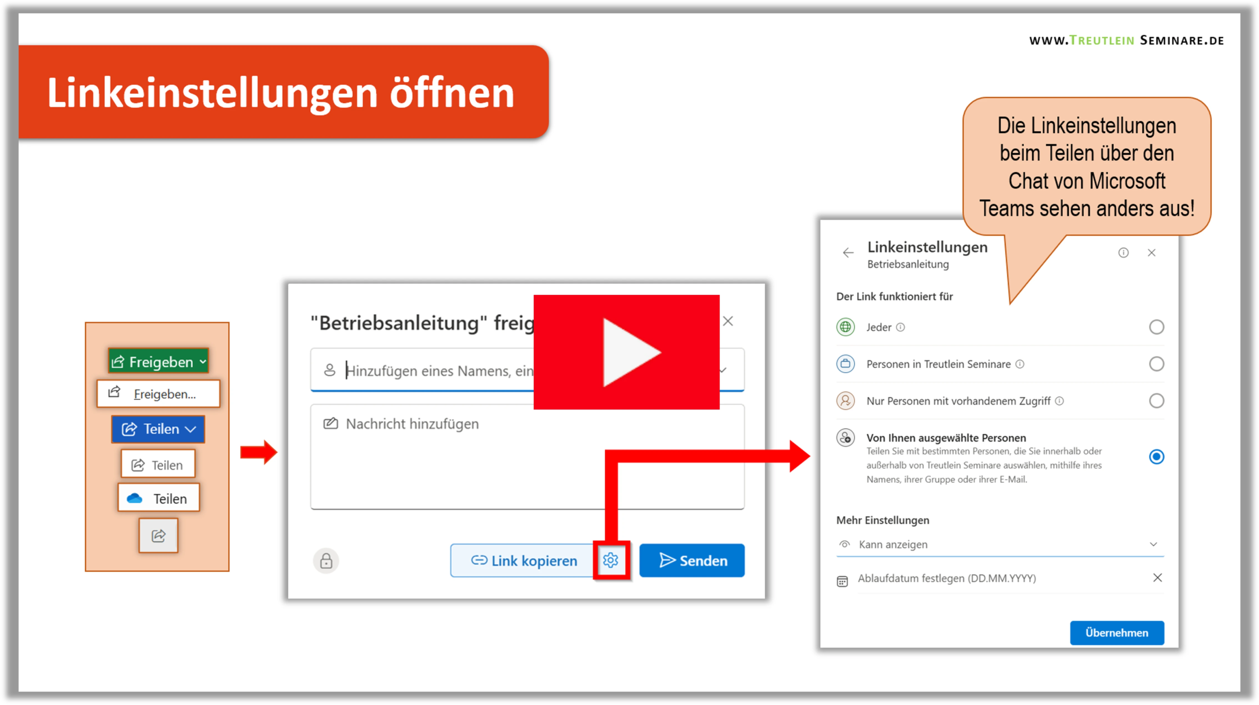 Tutorial Linkeinstellungen OneDrive